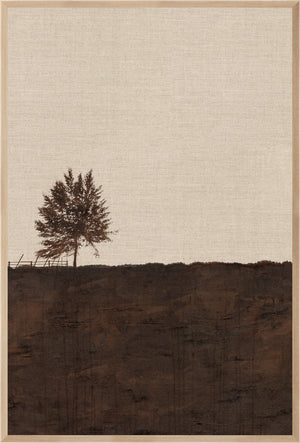 Chestnut Country VI wall art featuring a solitary tree silhouette on a textured beige background.