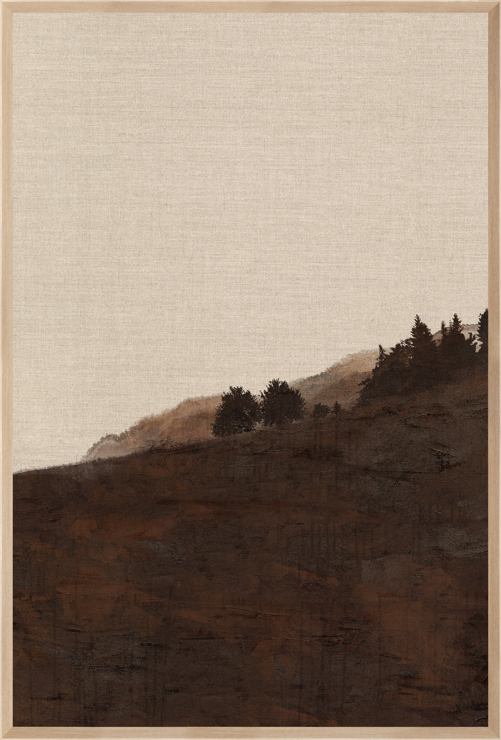 Chestnut Country VIII wall art featuring a brown landscape with trees and a light background.