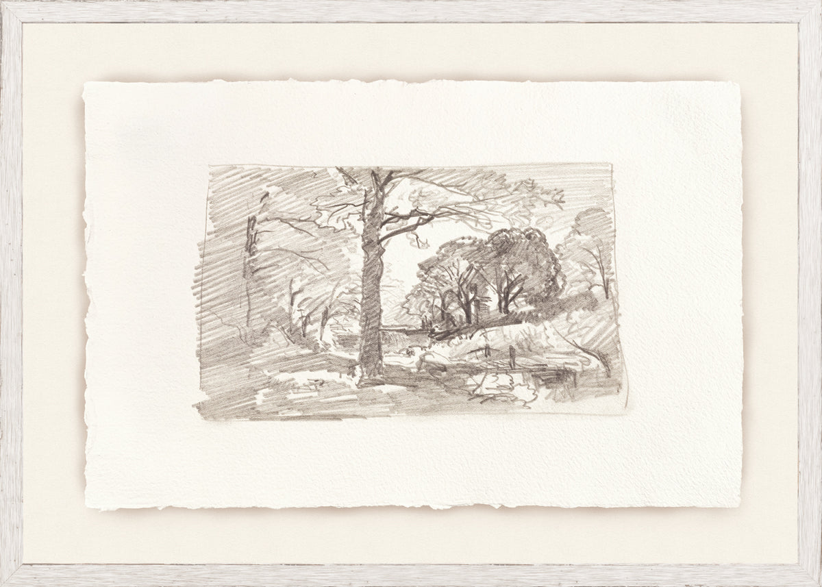Sketchbook Landscapes III C. 1892 by Celadon, a sepia-toned landscape sketch with trees.