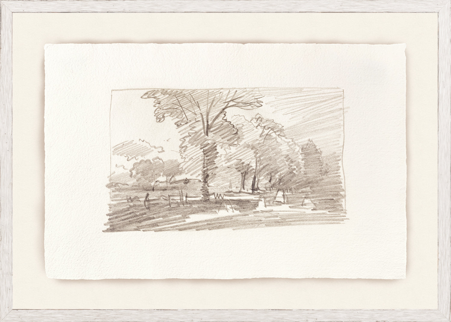 Sketchbook Landscapes V C. 1892 wall art featuring a sepia-toned landscape sketch with trees.