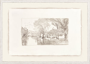 Sketchbook Landscapes VI C. 1892 wall art featuring a monochrome landscape sketch with trees.