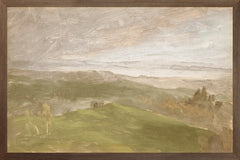 14 × 21 in – Lienzo sobre tabla, marco de madera oscura