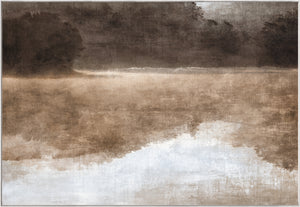 Misty Reflection II wall art featuring abstract landscape in muted browns and whites.