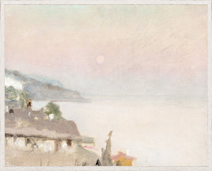 Raw Canvas Series – Moonlit wall art featuring soft pastel colors and a serene landscape.