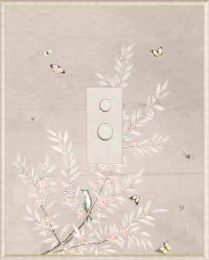 Grand Tour Intaglio – Spring Time Chinoiserie in Crème II, Form IX framed art print, 16.75 × 20.75 in