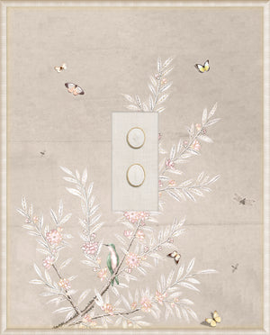 Grand Tour Intaglio – Spring Time Chinoiserie in Crème II, Form X framed art print, 16.75 × 20.75 in