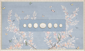 Grand Tour Intaglio – Spring Time Chinoiserie in Powder Blue III, Form I framed art print, 14.75 × 24.75 in