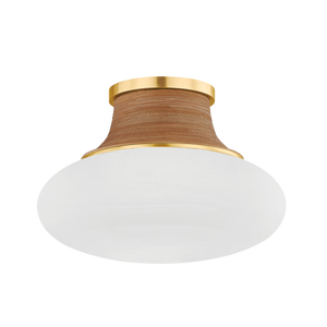 Pearl River Flush Mount 15" in aged brass — a Hudson Valley flush mount for hallways, bedrooms, and entryways at Laurie Yapp Home.