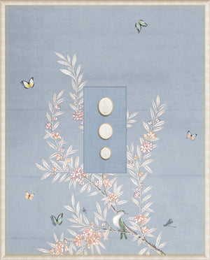 Grand Tour Intaglio – Spring Time Chinoiserie in Powder Blue I, Form V framed art print, 16.75 × 20.75 in