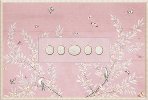 Grand Tour Intaglio – Spring Time Chinoiserie in Blush III, pink background with floral design and butterflies.