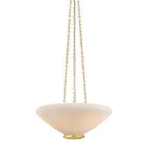 Awosting Pendant 17" in aged brass — a Hudson Valley pendant for kitchens, entries, and dining rooms at Laurie Yapp Home.