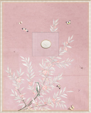 Grand Tour Intaglio – Spring Time Chinoiserie in Blush II, Form XII framed art print, 16.75 × 20.75 in