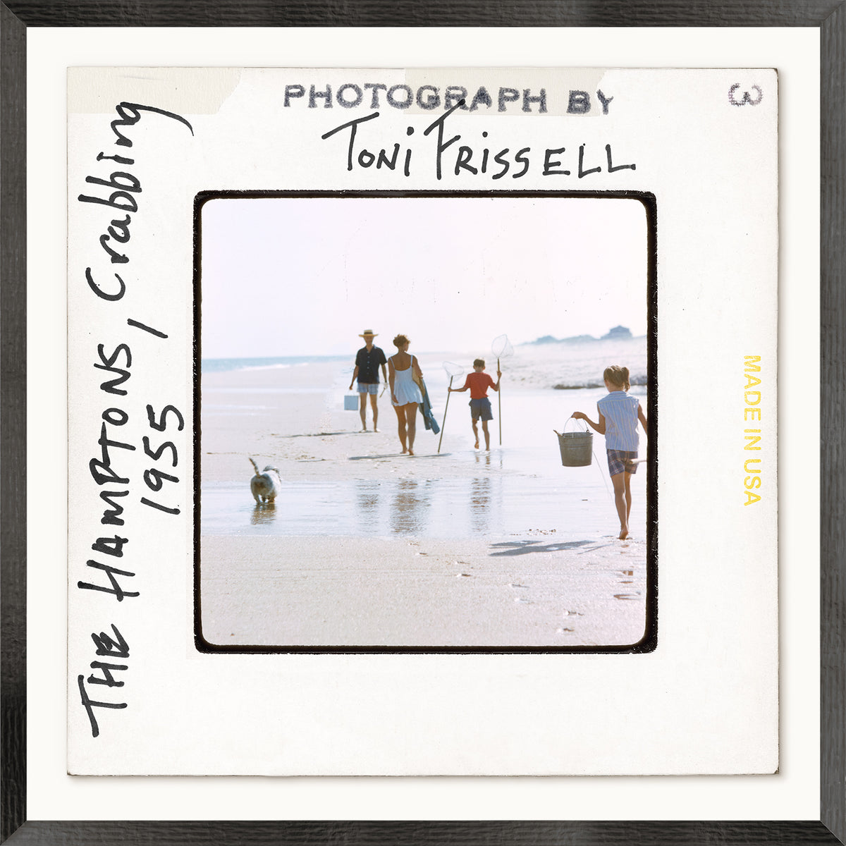 Toni Frissell Slides – The Hamptons, Crabbing 1955, vintage photograph of a family at the beach