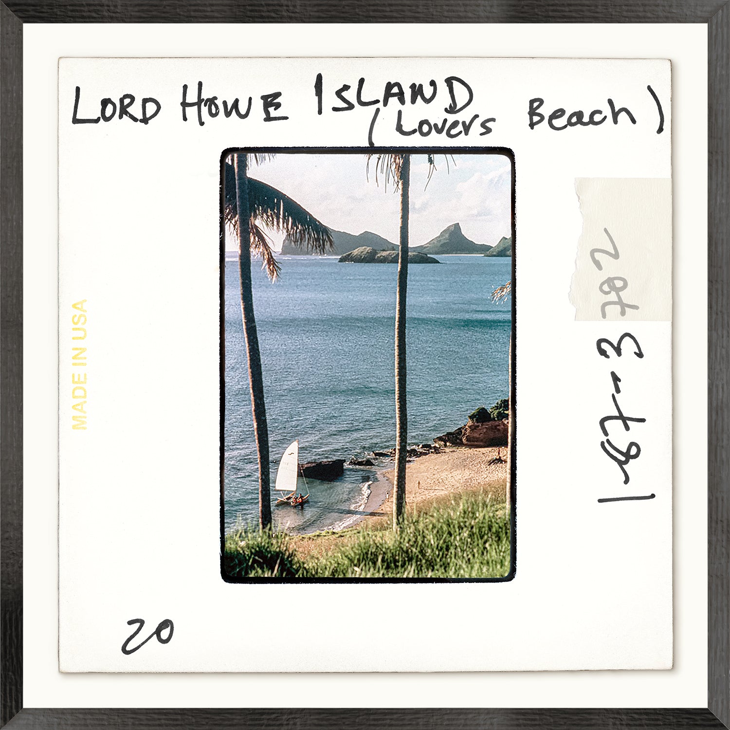 Toni Frissell Slides – Lord Howe Island, Lovers Beach C. 1960, featuring a serene beach view.
