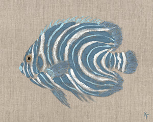 Poissons Tropicaux Sur Lin II — nature and landscape fine art print in pastel tones at Laurie Yapp Home