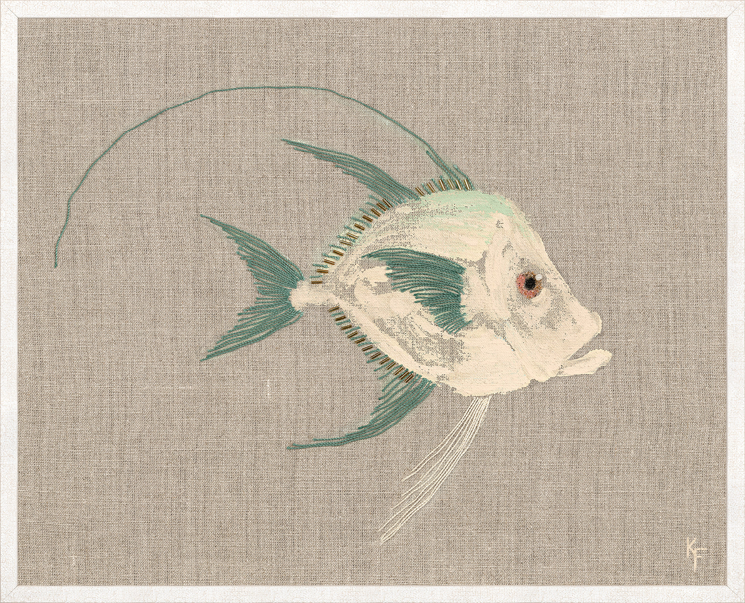 Poissons Tropicaux Sur Lin V — nature and landscape fine art print shown from another angle