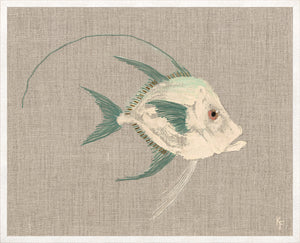 Poissons Tropicaux Sur Lin V — nature and landscape fine art print shown from another angle