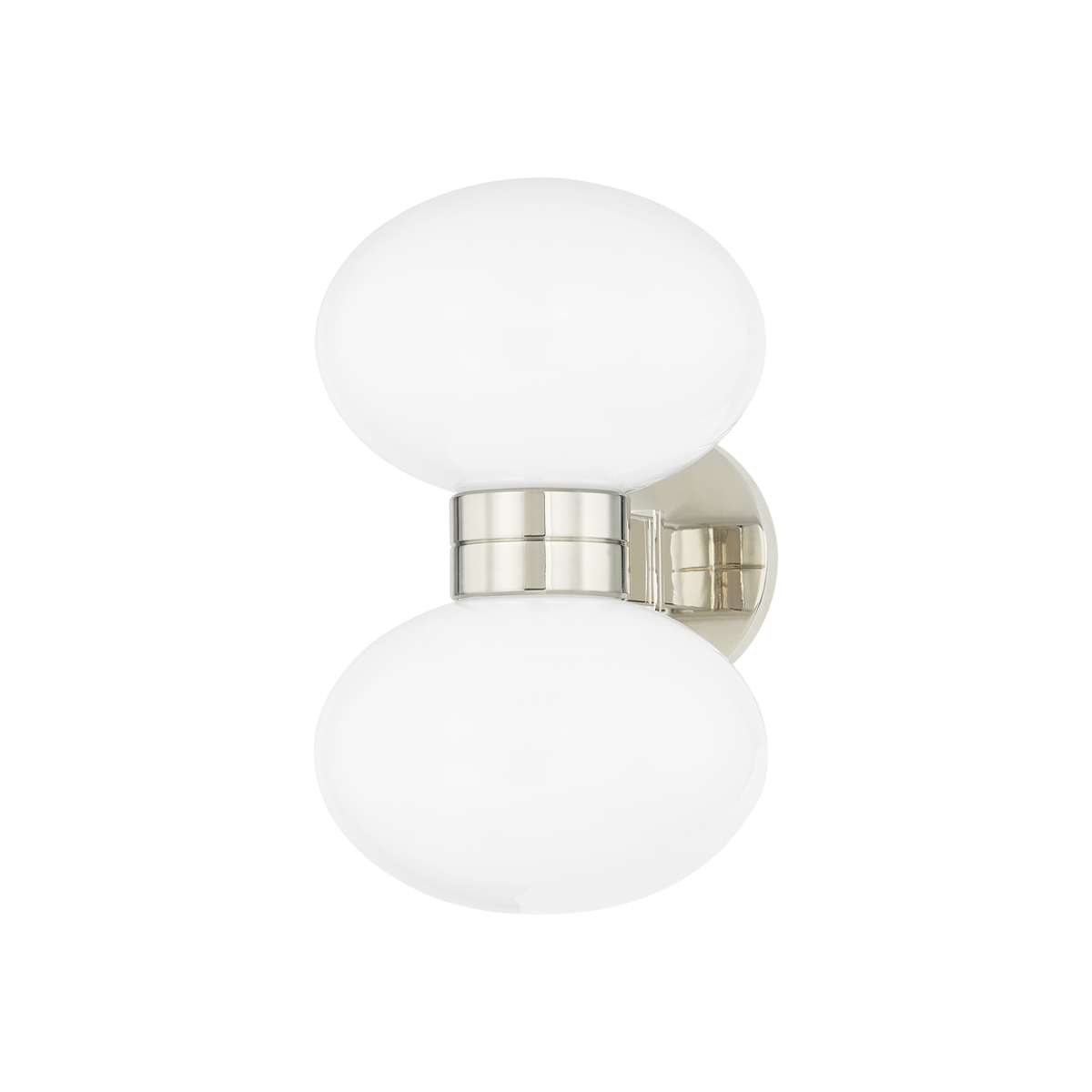 Otsego Wall Sconce in polished nickel shown from a second angle to highlight the arm curve and shade silhouette.