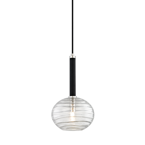Breton Pendant in polished nickel shown from a second angle to highlight the shade shape and metal detail.