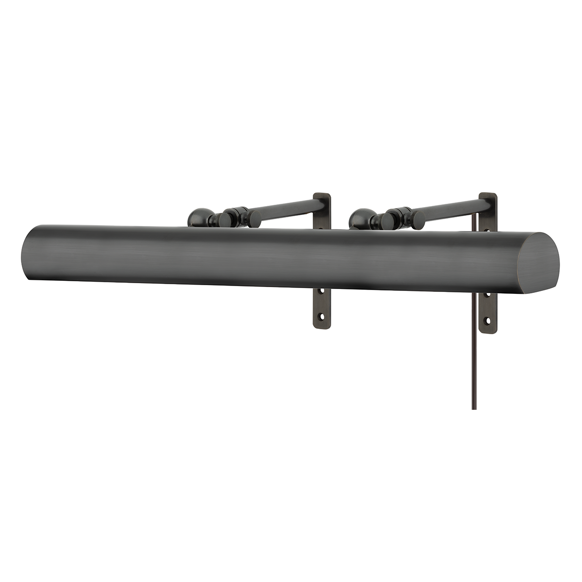 Vernon Picture Light 24" in dark bronze shown from a second angle to highlight the arm curve and shade proportion.