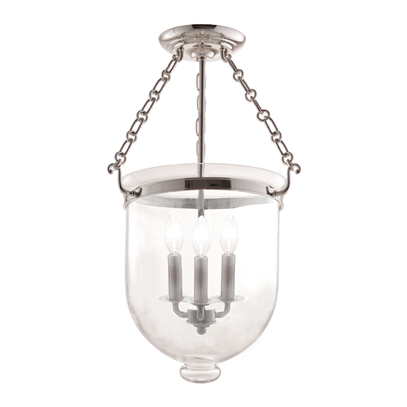 Hampton Semi Flush 12" x 20.25" in aged brass — a Hudson Valley semi flush for hallways, bedrooms, and entryways at Laurie Yapp Home.
