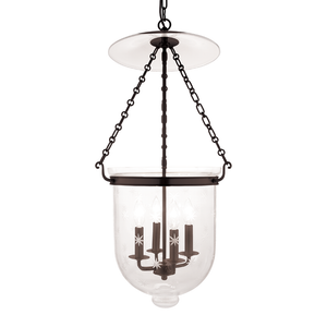 Hampton Pendant 14.5" x 30.75" in bronze shown from a second angle to highlight the shade shape and metal detail.