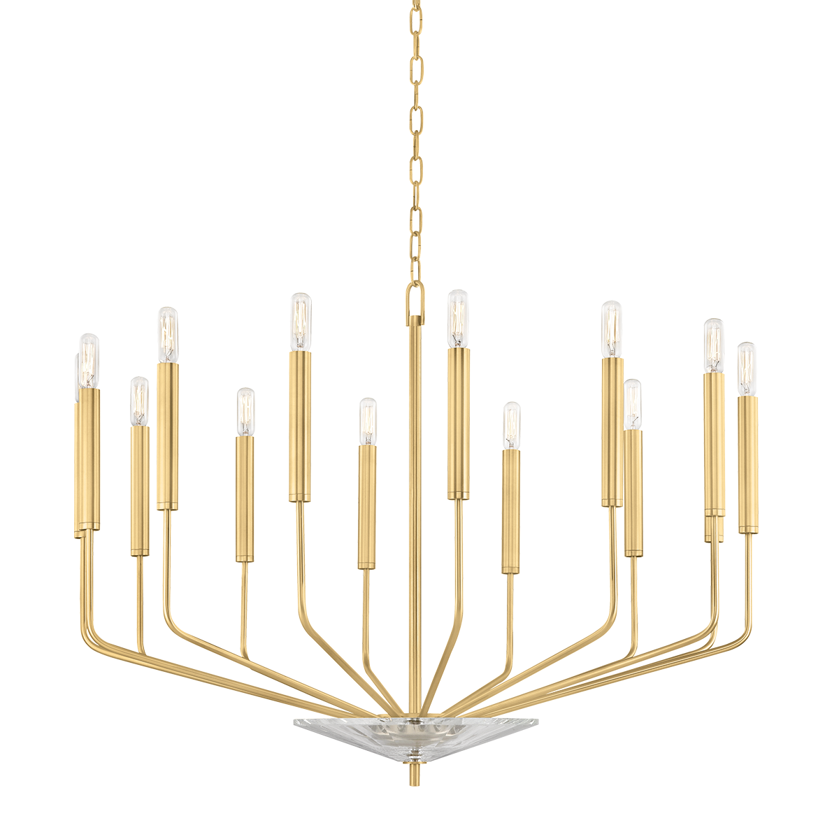Gideon Chandelier 33.25" in aged brass — a Hudson Valley chandelier for dining rooms, entries, and living rooms at Laurie Yapp Home.