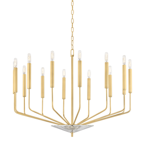Gideon Chandelier 33.25" in aged brass — a Hudson Valley chandelier for dining rooms, entries, and living rooms at Laurie Yapp Home.