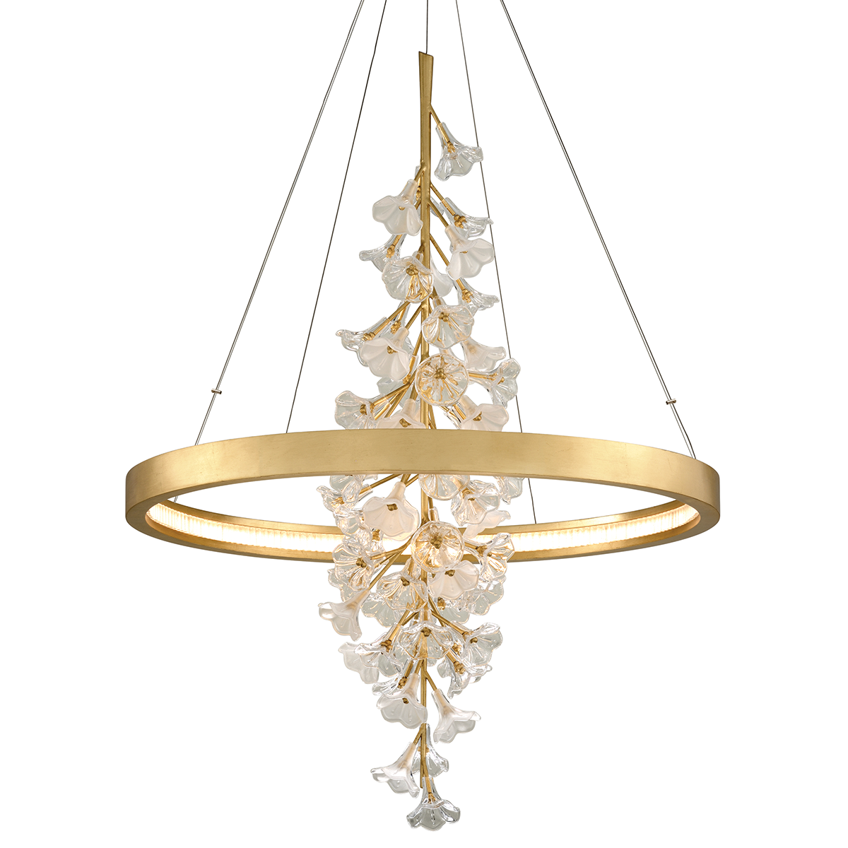 Jasmine Chandelier 36" x 50" in Gold Leaf — a Corbett chandelier for dining rooms, entries, and living rooms at Laurie Yapp Home.