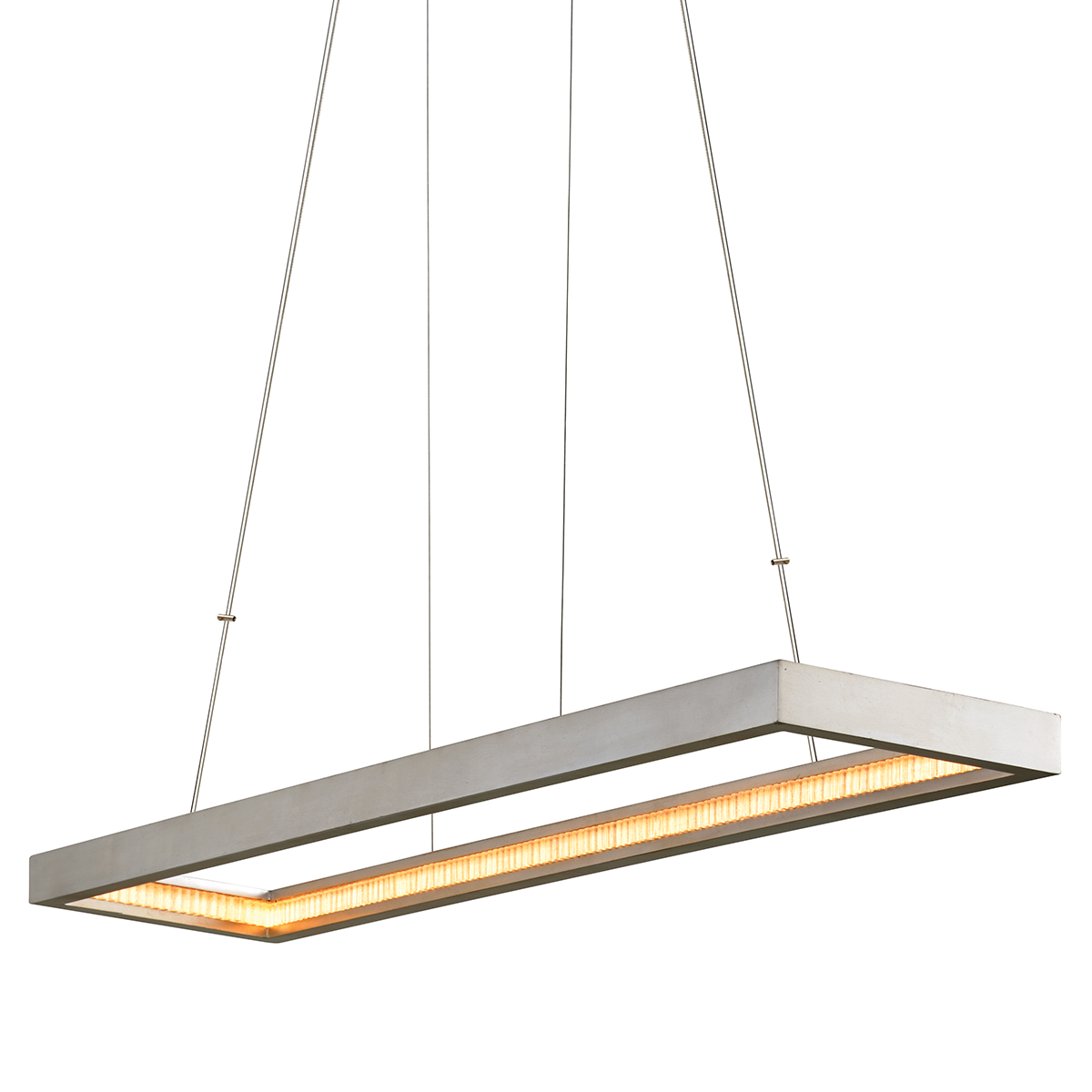 Jasmine Linear 14" x 2.5" in Silver Leaf — a Corbett linear for dining rooms, kitchen islands, and long consoles at Laurie Yapp Home.