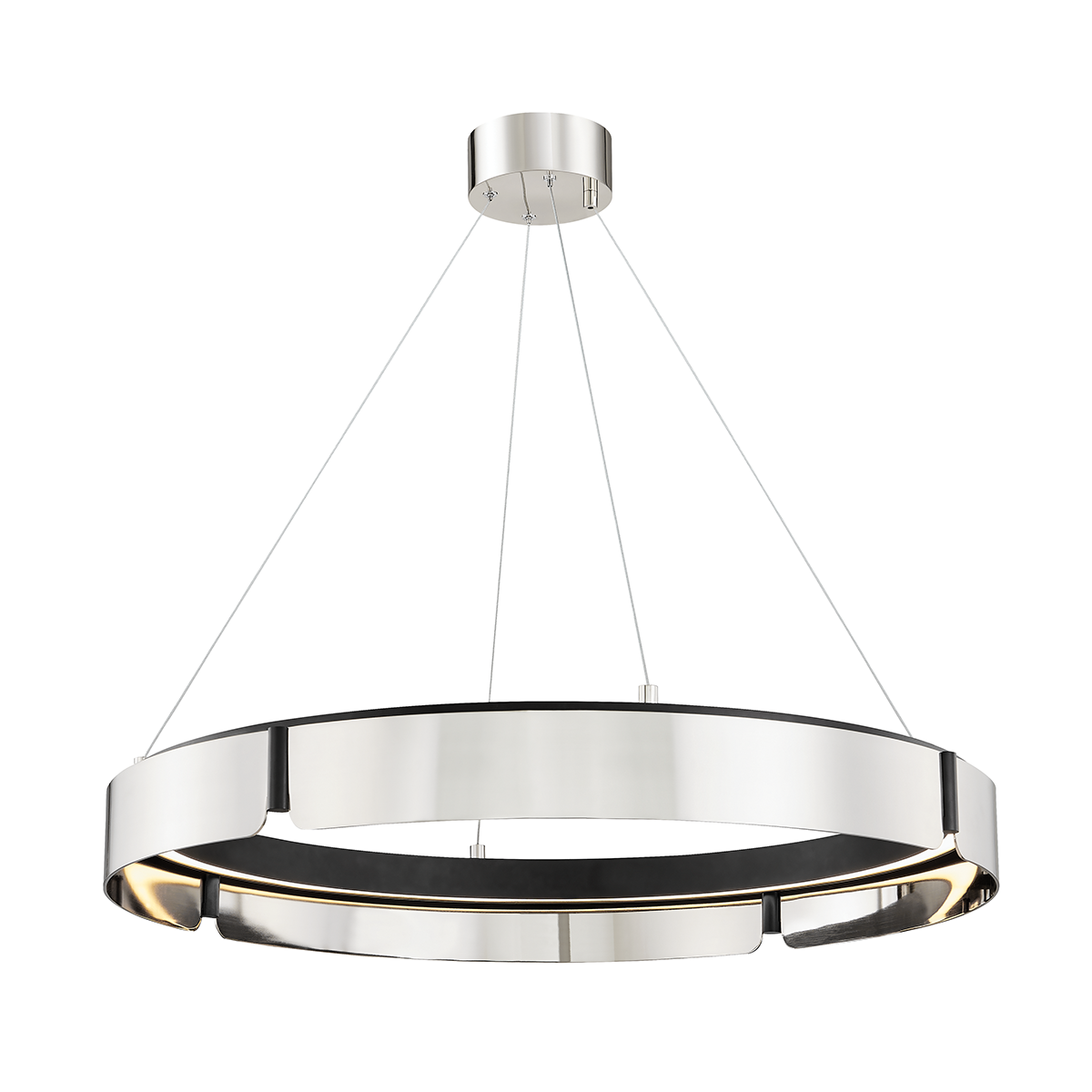 Tribeca Chandelier 32.75" in black shown from a second angle to highlight the frame, arms, and shade detail.