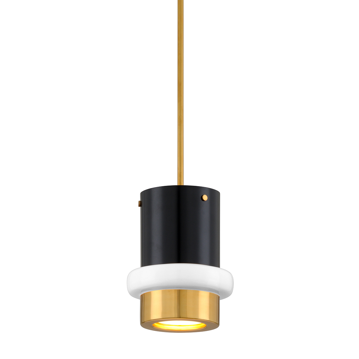 Beckenham Pendant 8" x 10.25" in Vintage Polished Brass/Black Brass — a Corbett pendant for kitchens, entries, and dining rooms at Laurie Yapp Home.