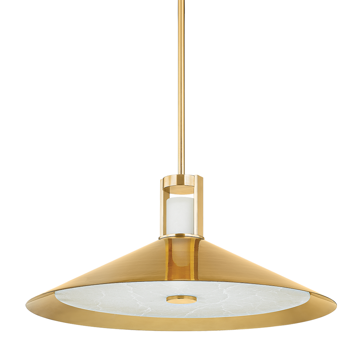 Clermont Pendant 28" in aged brass — a Hudson Valley pendant for kitchens, entries, and dining rooms at Laurie Yapp Home.