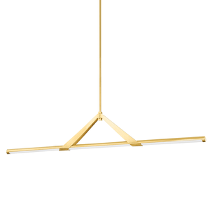 Jonas Linear in aged brass — a Hudson Valley linear for dining rooms, kitchen islands, and long consoles at Laurie Yapp Home.