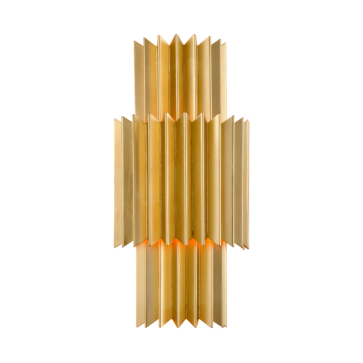 Moxy Wall Sconce 9.5" x 19.75" in Gold Leaf — a Corbett wall sconce for bathrooms, hallways, and living rooms at Laurie Yapp Home.