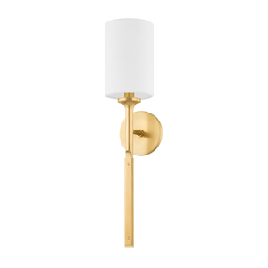 Brewster Wall Sconce in aged brass — a Hudson Valley wall sconce for bathrooms, hallways, and living rooms at Laurie Yapp Home.