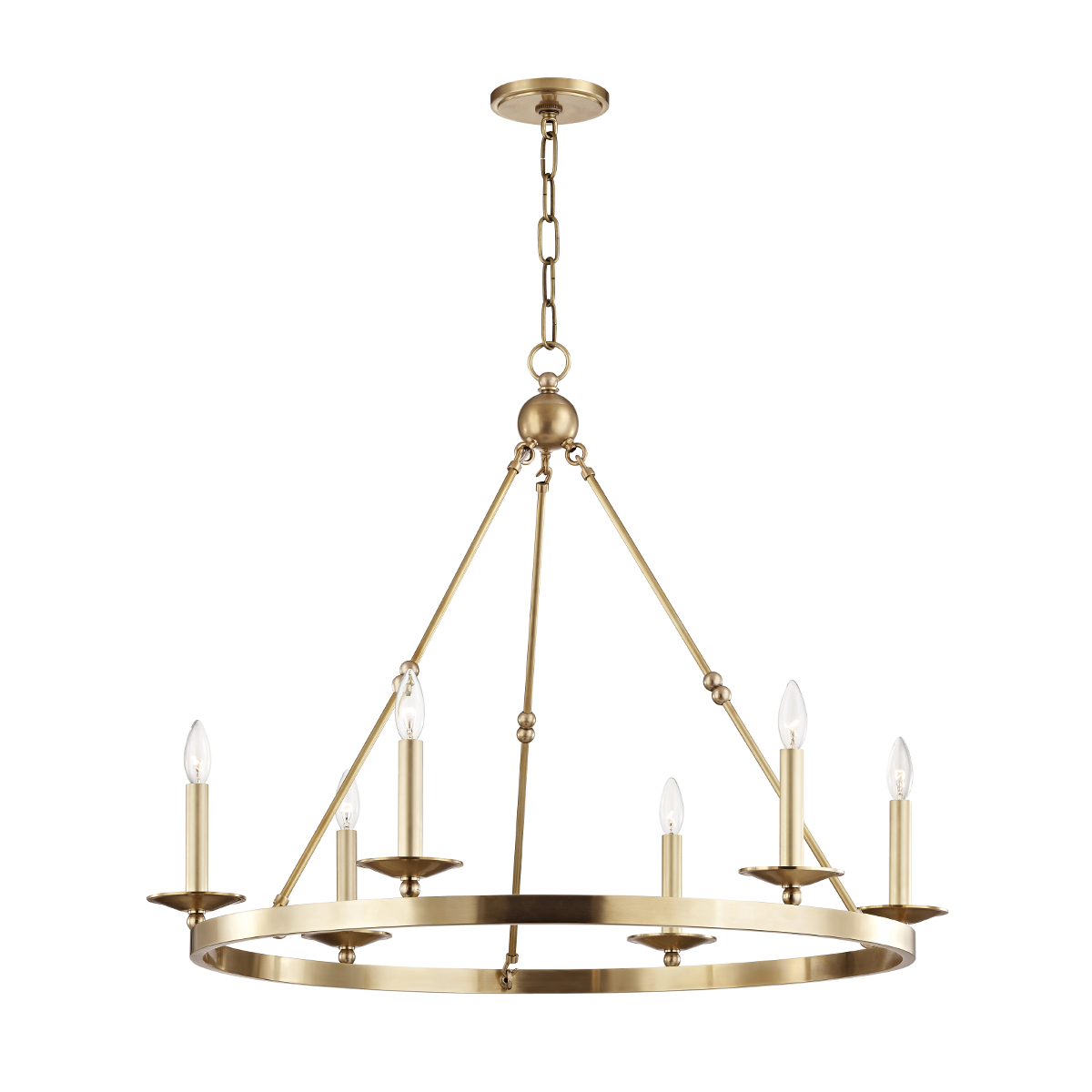 Allendale Chandelier 35.75" x 27.75" in aged brass — a Hudson Valley chandelier for dining rooms, entries, and living rooms at Laurie Yapp Home.