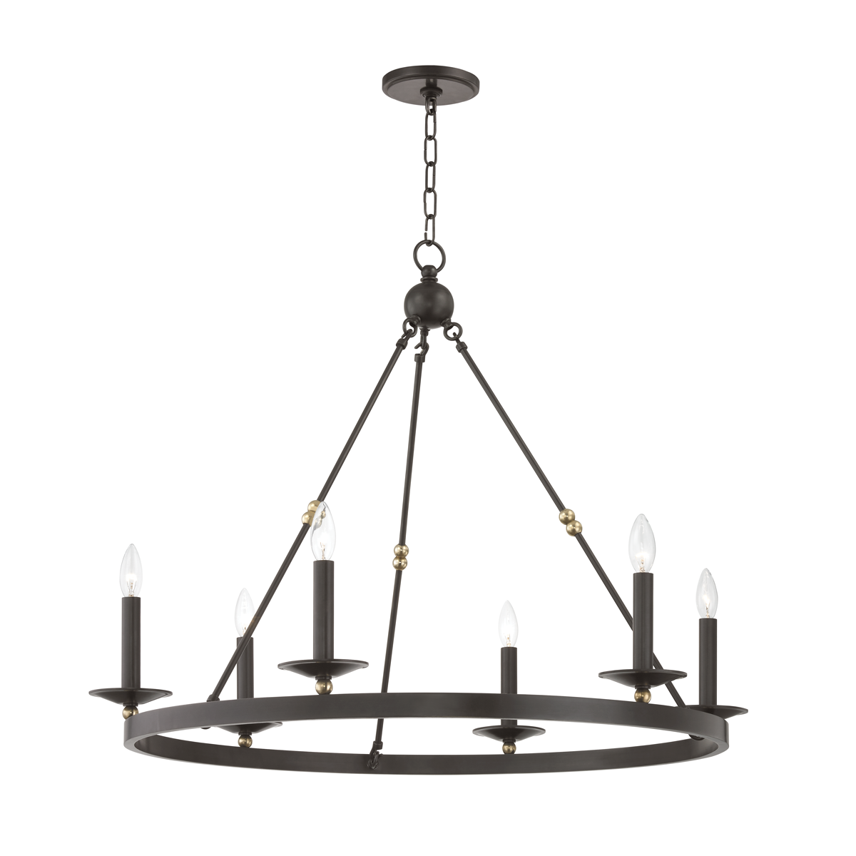 Allendale Chandelier 35.75" x 27.75" in aged brass — a Hudson Valley chandelier for dining rooms, entries, and living rooms at Laurie Yapp Home.