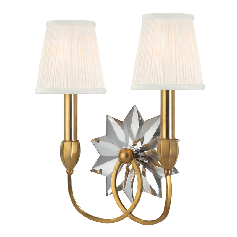Barton Wall Sconce 13.5" in aged brass — a Hudson Valley wall sconce for bathrooms, hallways, and living rooms at Laurie Yapp Home.