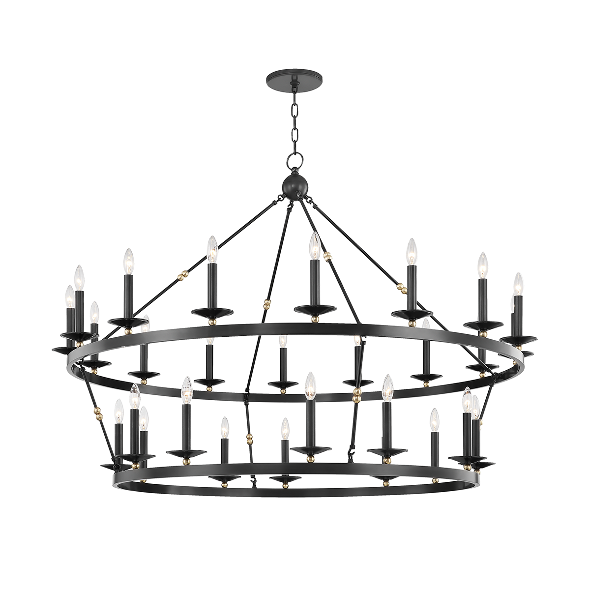 Allendale Chandelier 58" x 40.75" shown from a second angle to highlight the frame, arms, and shade detail.