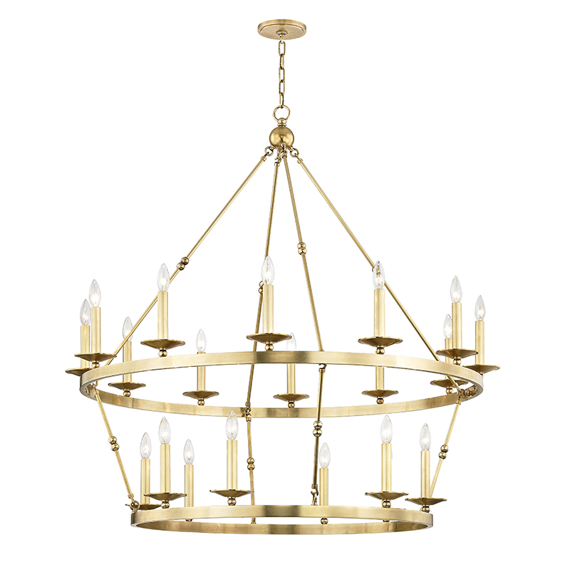 Allendale Chandelier 46.75" x 38" in aged brass — a Hudson Valley chandelier for dining rooms, entries, and living rooms at Laurie Yapp Home.
