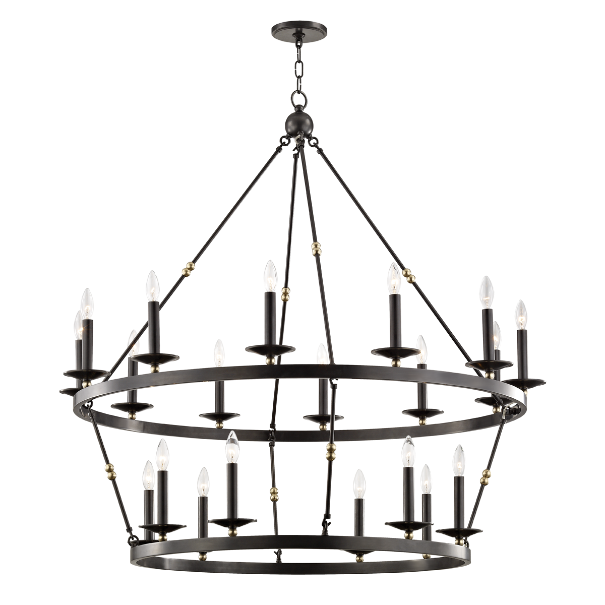 Allendale Chandelier 46.75" x 38" in aged brass — a Hudson Valley chandelier for dining rooms, entries, and living rooms at Laurie Yapp Home.