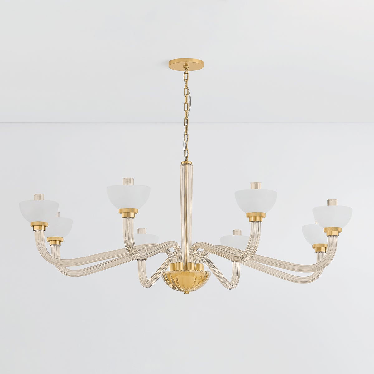St. Lawrence Chandelier 61.75" in aged brass — a Hudson Valley chandelier for dining rooms, entries, and living rooms at Laurie Yapp Home.