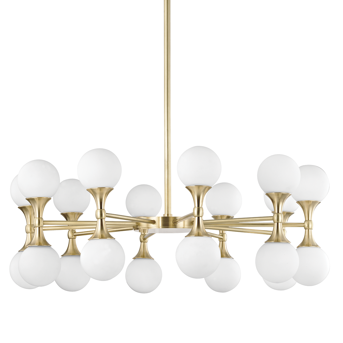 Astoria Chandelier 36" in aged brass — a Hudson Valley chandelier for dining rooms, entries, and living rooms at Laurie Yapp Home.