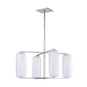 Pebble Chandelier 33.5" in polished nickel shown from a second angle to highlight the frame, arms, and shade detail.