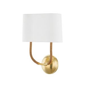 Webson Wall Sconce in aged brass — a Hudson Valley wall sconce for bathrooms, hallways, and living rooms at Laurie Yapp Home.