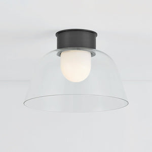 Close-up of the Lakeside Flush Mount 14" in dark bronze showing the shade profile and mounting canopy.