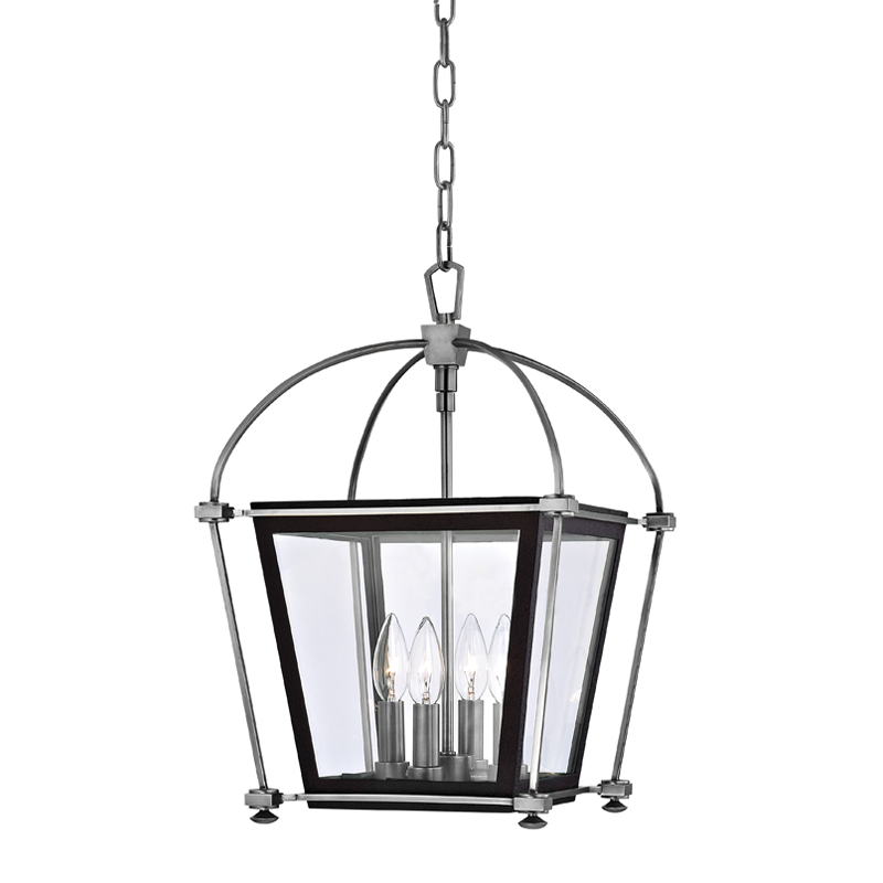 Hollis Lantern 12.75" in aged brass — a Hudson Valley lantern for entries, foyers, and covered porches at Laurie Yapp Home.