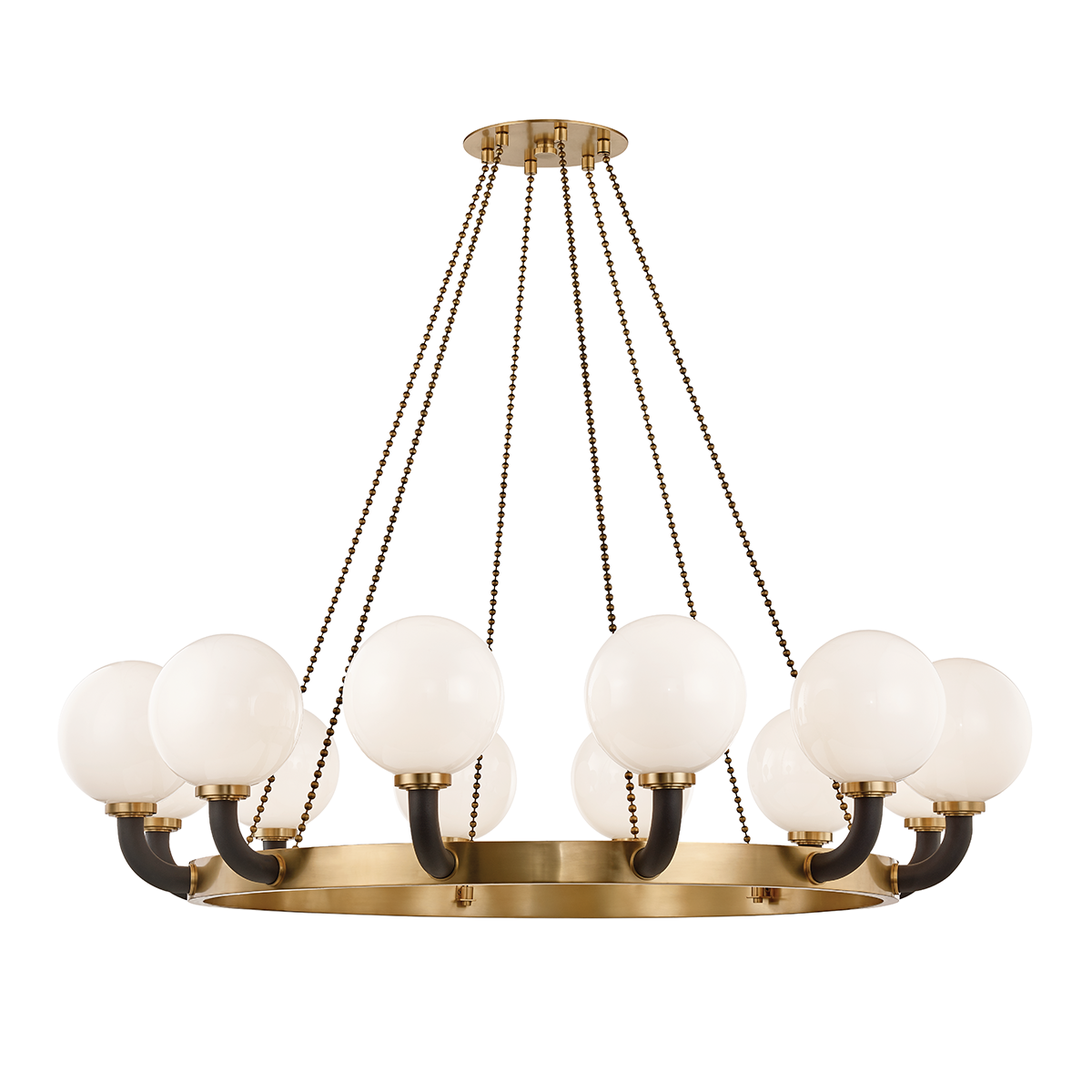 Werner Chandelier 61" in aged brass — a Hudson Valley chandelier for dining rooms, entries, and living rooms at Laurie Yapp Home.