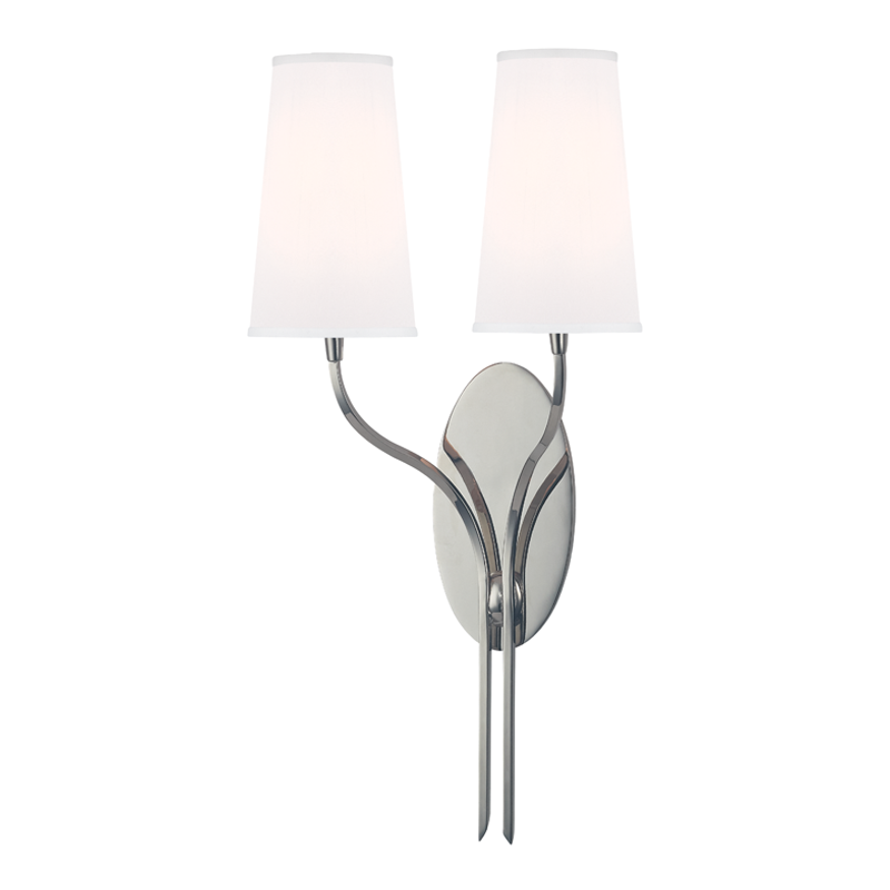 Rutland Wall Sconce 12" in polished nickel — a Hudson Valley wall sconce for bathrooms, hallways, and living rooms at Laurie Yapp Home.